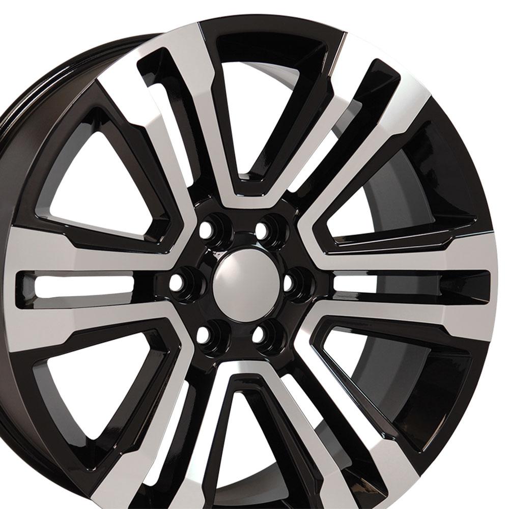 22" Replica Wheel CV44 Fits GMC Yukon 22x9 Black Mach'd Wheel