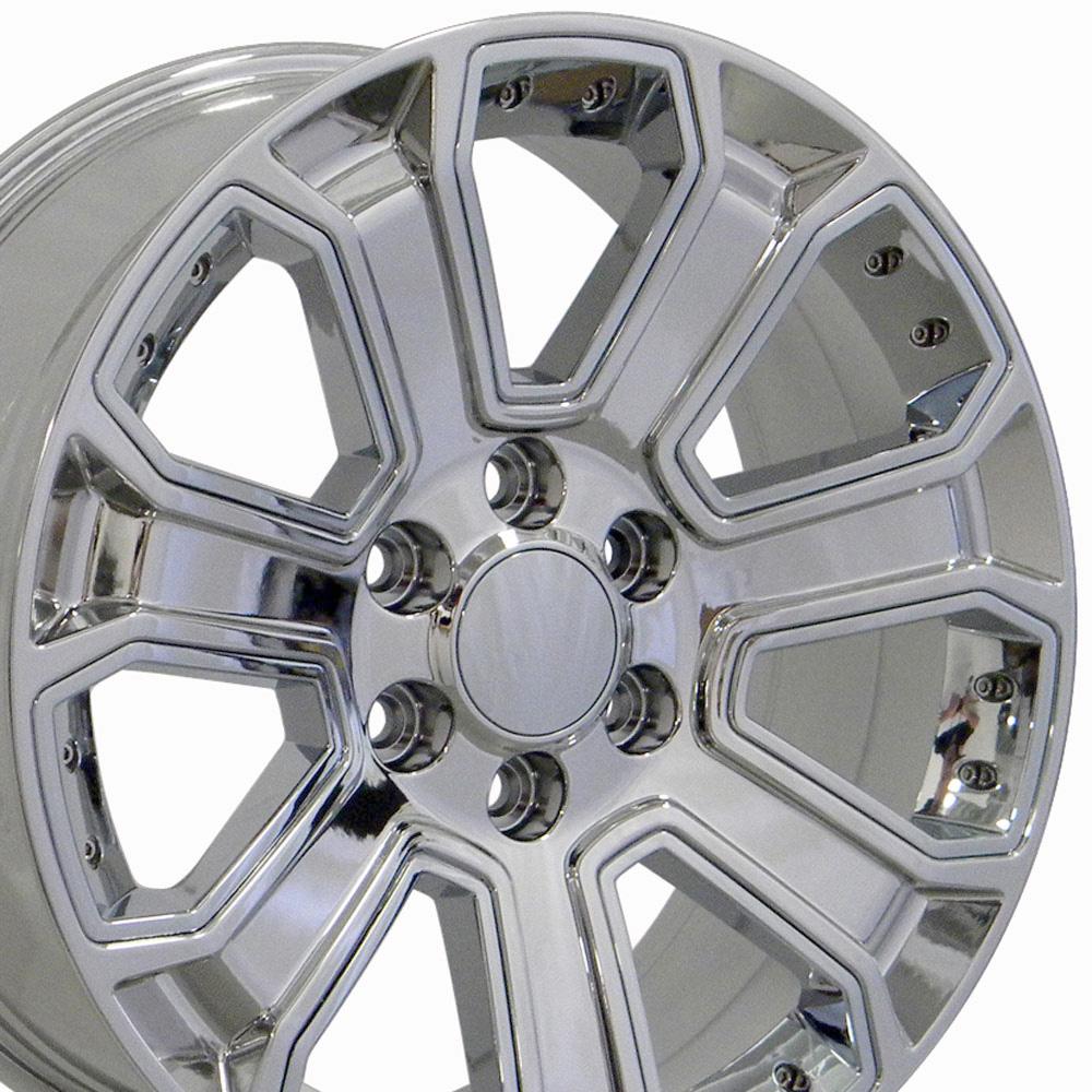 22" Replica Wheel CV93B Fits Chevy Silverado 22x9 Chrome with Chrome Insert Wheel