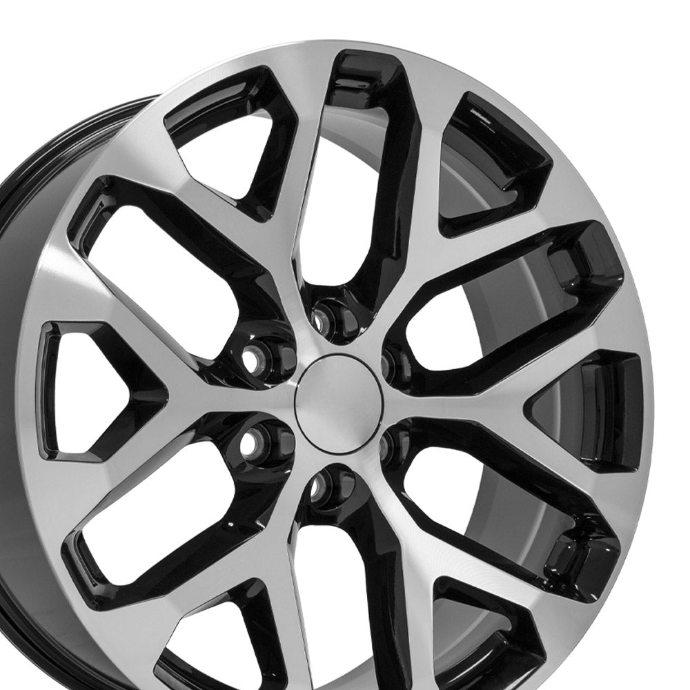 22" Replica Wheel CV98B Fits Chevy Silverado 22x9 Black Machined Wheel