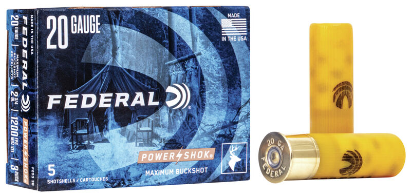 Power-Shok Buckshot 20 Gauge Shot size 3 Buck