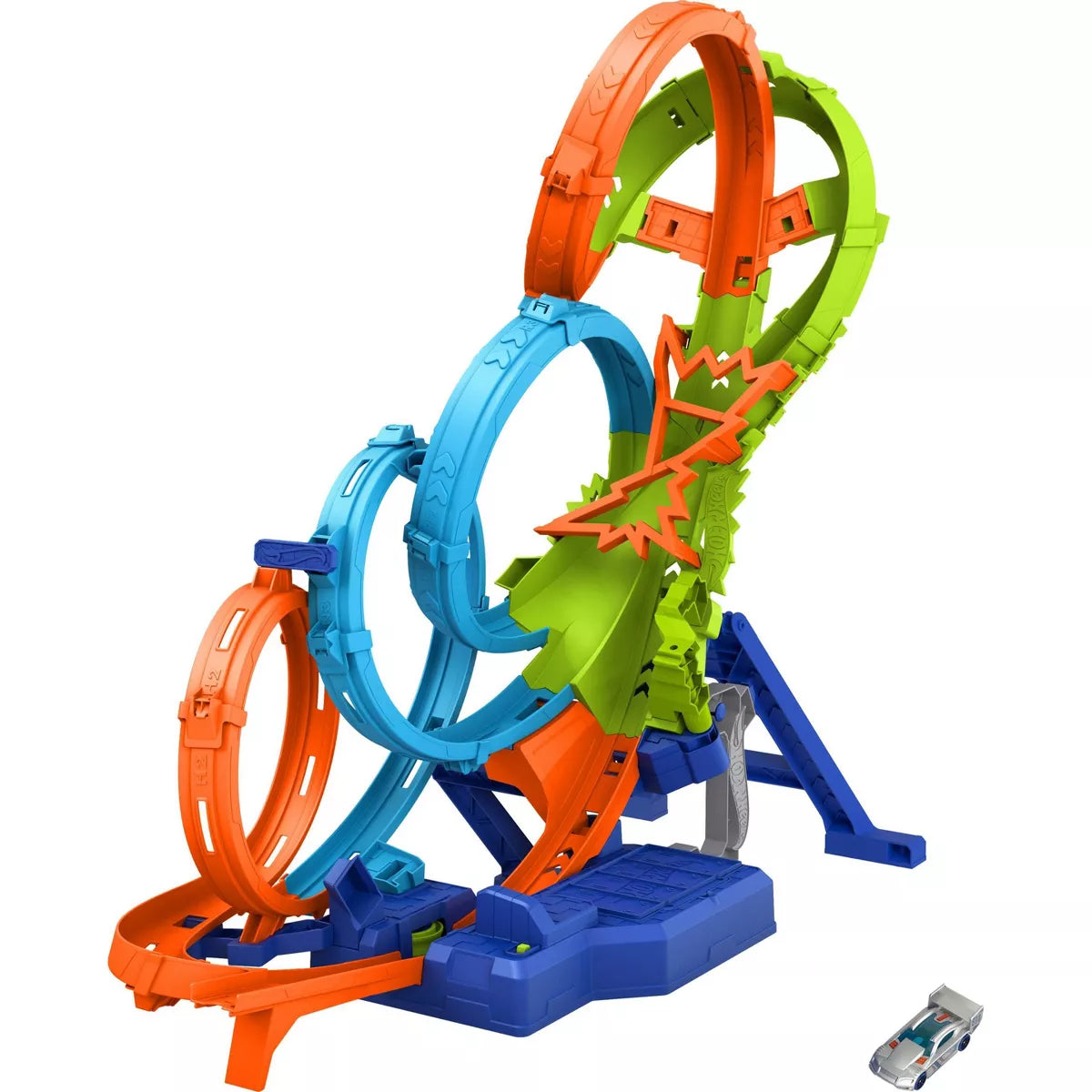 Hot Wheels Action 4-Loop Crash Out Track Set with Motorized Booster and Toy Car