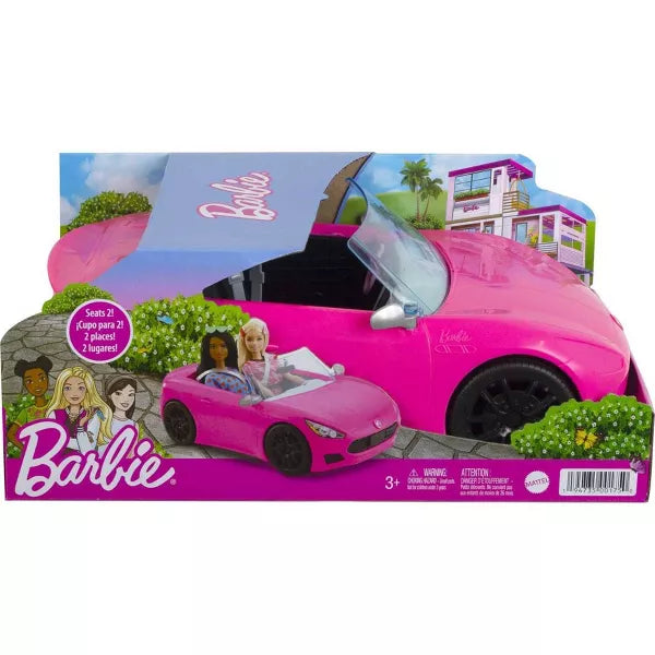Barbie Pink Convertible 2-Seater Vehicle With Rolling Wheels, For 3 To 7 Year Olds