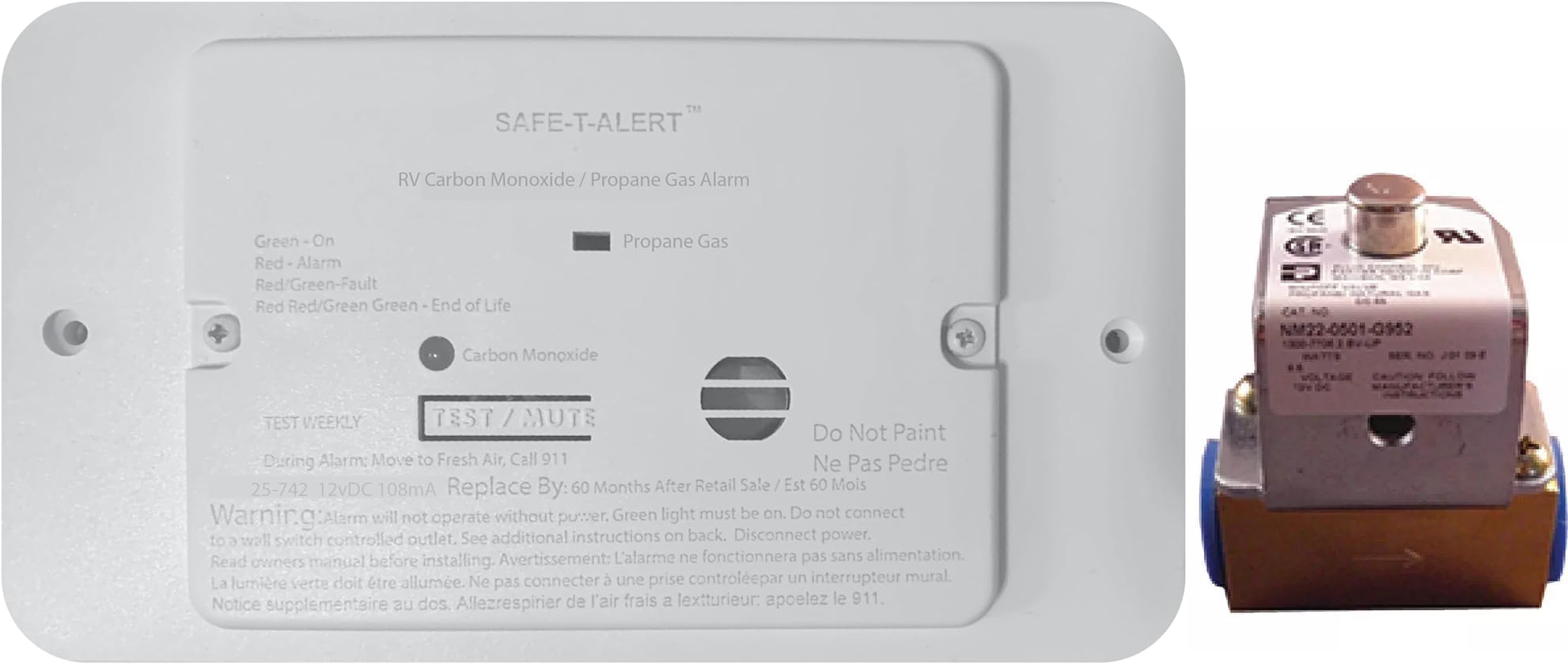 MTI Industries | Professional LP/CO Alarm with Relay | 25-742-R-WT-TR-KIT | Flush Mount | Trim Ring | White