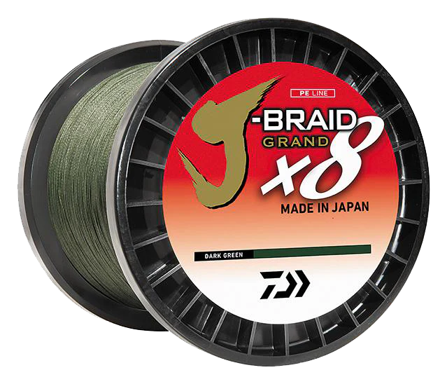 Daiwa J-Braid X8 Grand Braided Line, 300 Yards, Dark Green