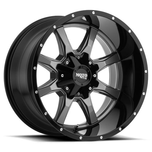 Moto Metal MO970 16X7 42 6X130/6X130 Gloss Gray Center Gloss Black Lip