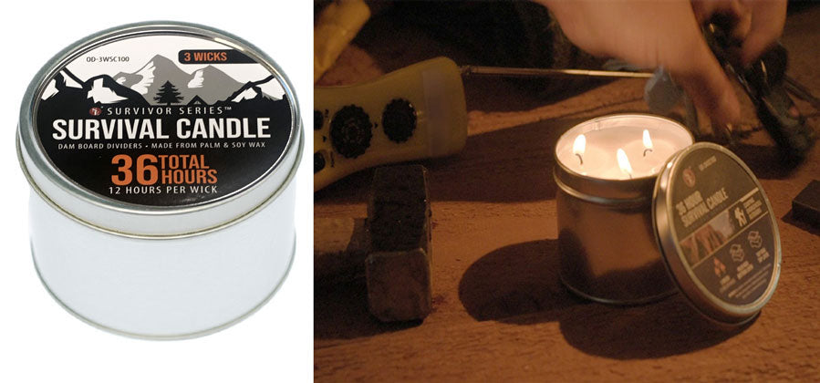 3-wick Survival Candles in Tin Boxes, 12 Hours Per Wick