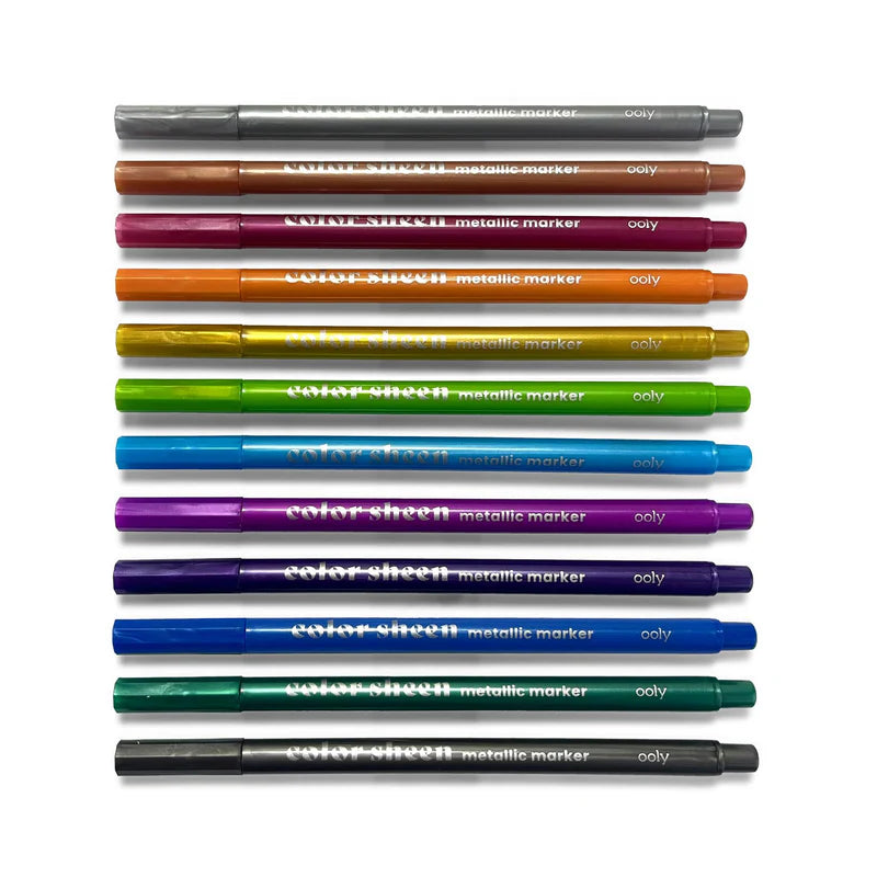 Ooly Color Sheen Metallic Colored Felt Tip Markers (12 Set)