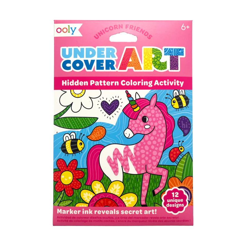 Ooly Undercover Art Hidden Pattern Coloring Activity Art Cards - Unicorn Friends