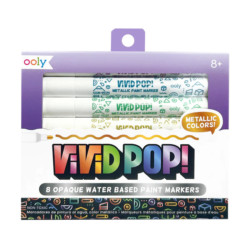 Ooly Vivid Pop! Water Based Paint Markers - Metallic (8 Set)
