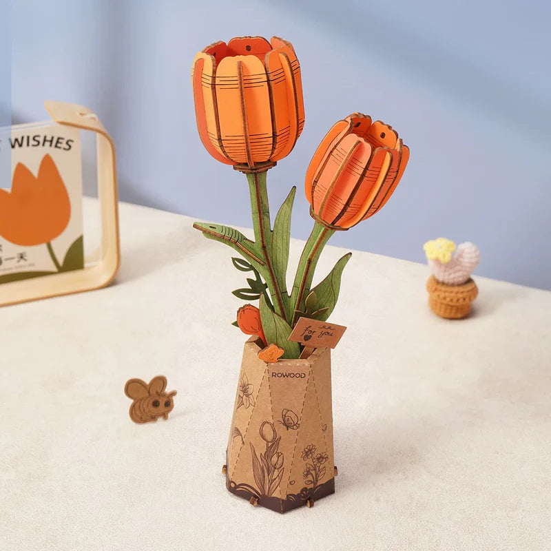 Orange Tulip 3D Wooden Puzzle