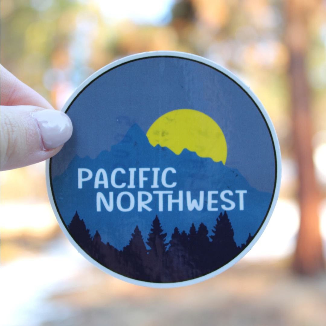Pacific Northwest Blue Mountains Yellow Sun Sticker