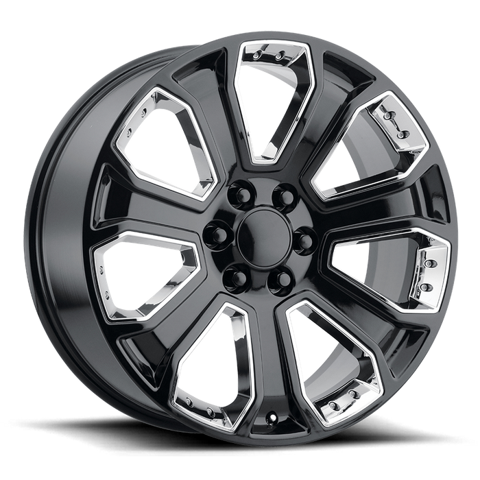 PERFORMANCE REPLICAS PR113 22X9 24 6X139.7/6X5.5 Gloss Black With Chrome Accents