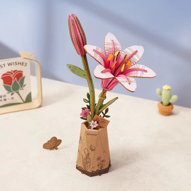 Pink Lily 3D Wooden Puzzle