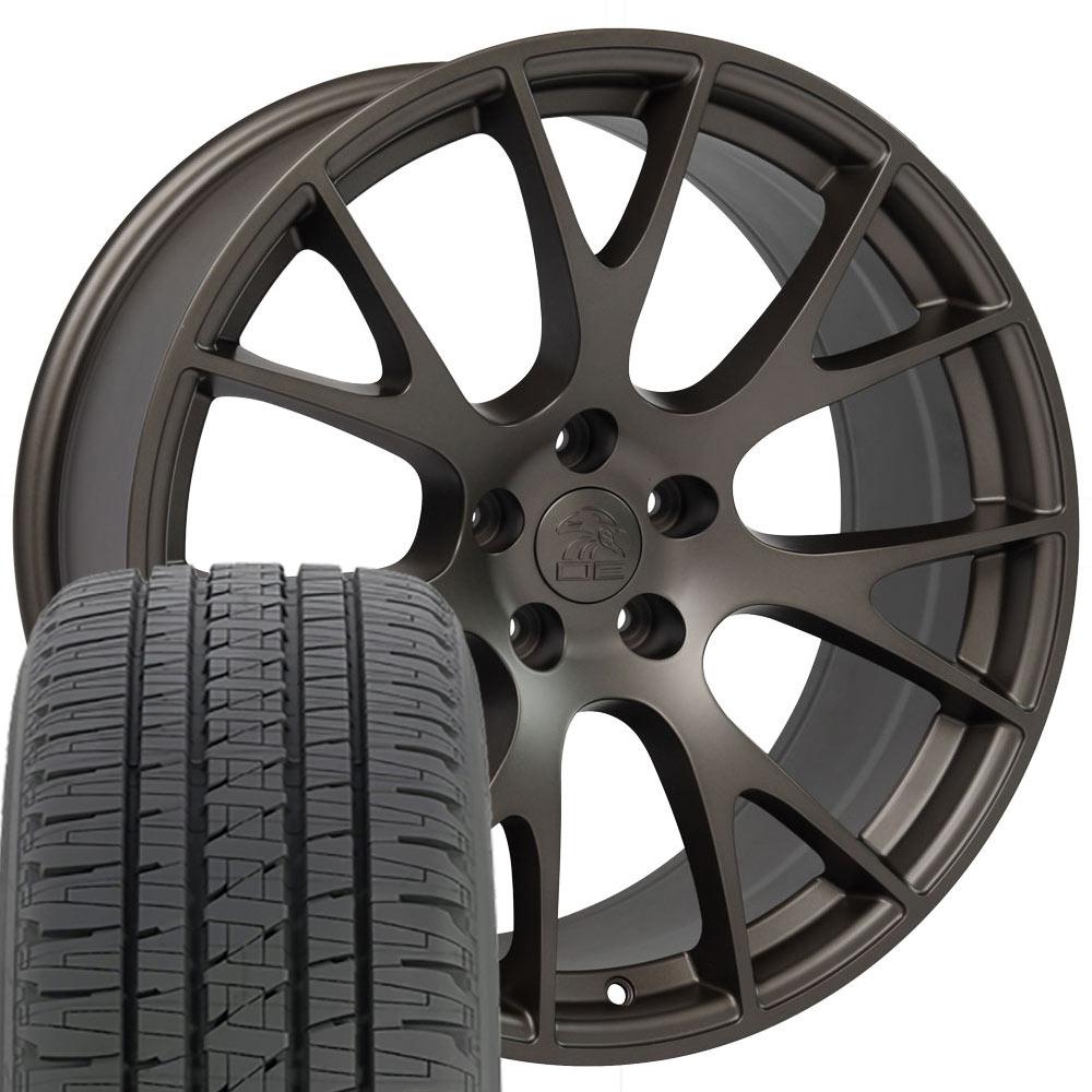 OE Wheels DG69 22x10 5x139.7 Satin Bronze Wheels 285-45-22 Bridgestone Dueler Alenza HL Tires SET
