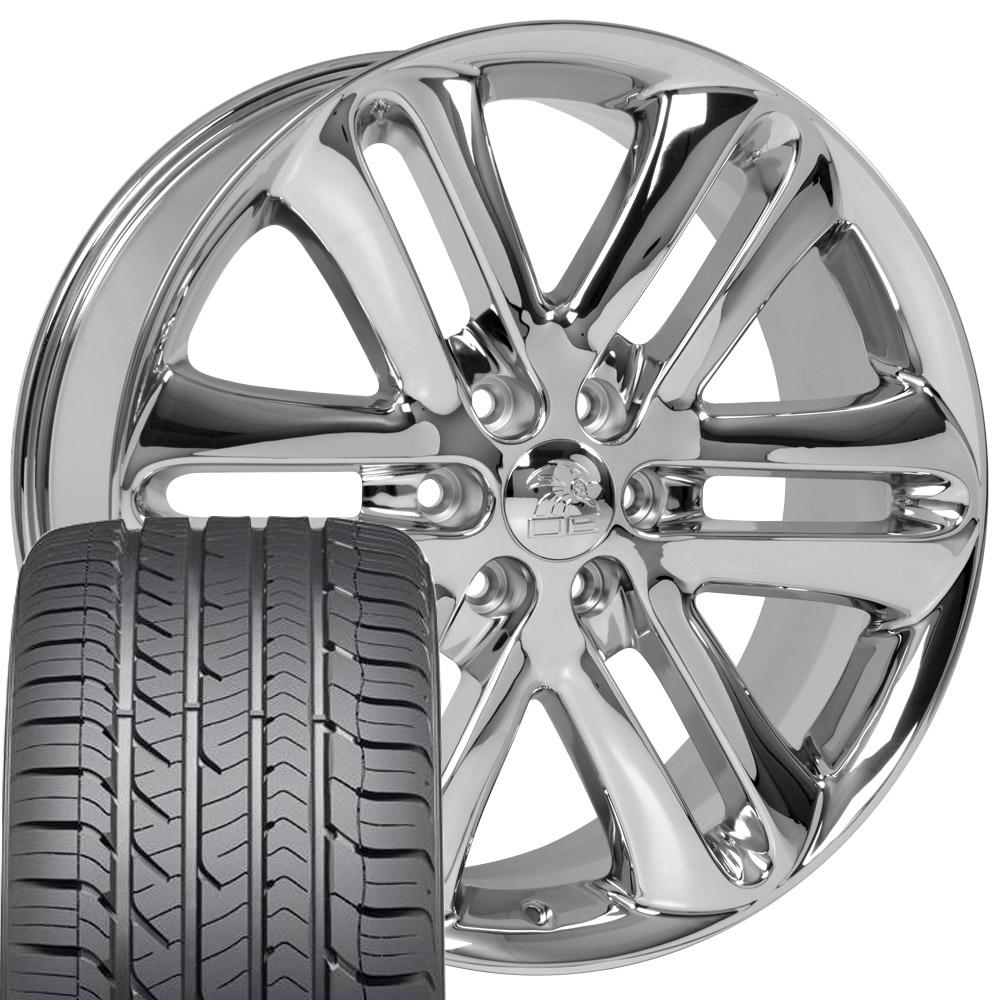 OE Wheels FR76 22x9 6x135 Chrome Wheels 285-45-22 Goodyear Eagle Sport Tires SET