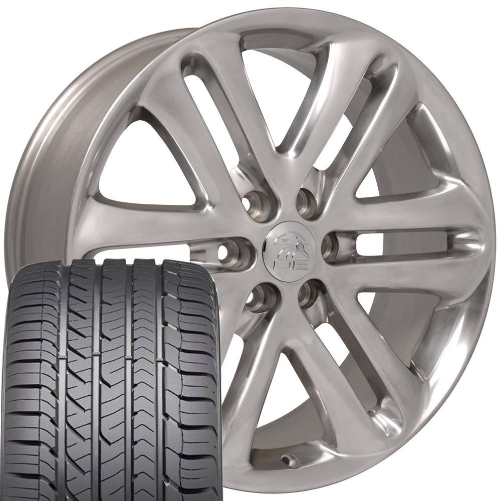 OE Wheels FR76 22x9 6x135 Polished Wheels 285-45-22 Goodyear Eagle Sport Tires SET