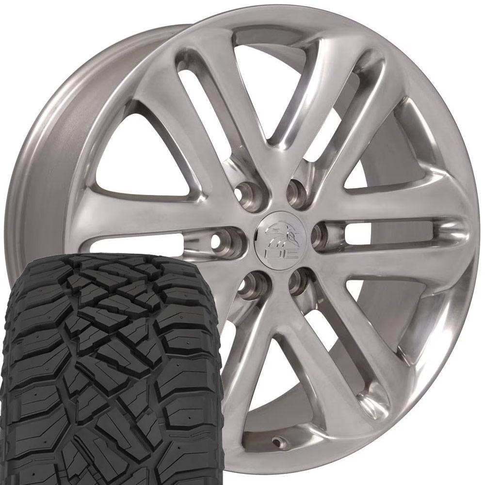 OE Wheels FR76 22x9 6x135 Polished Wheels 285-45-22 Sailun TerraMax RT Tires SET