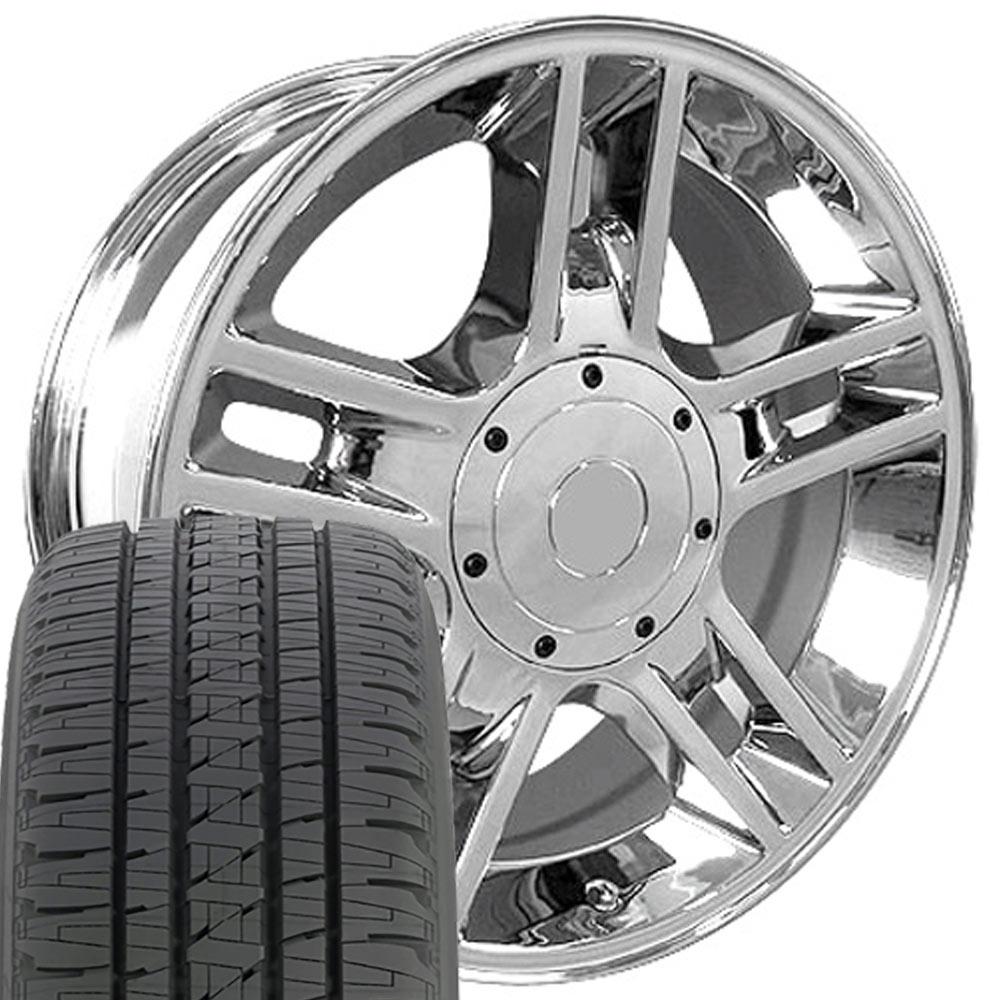 OE Wheels FR81 20x9 5x135 Chrome Wheels 275-55-20 Bridgestone Dueler Alenza HL Plus Tires SET