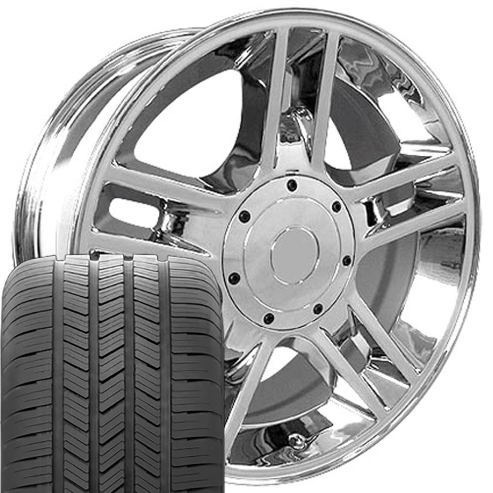 OE Wheels FR81 20x9 5x135 Chrome Wheels 275-55-20 Goodyear Eagle LS2 Tires SET