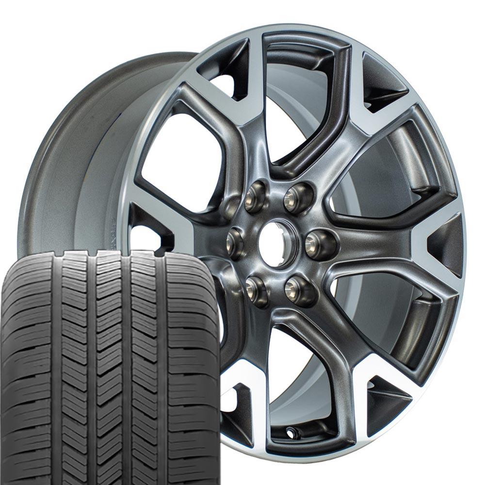 OEM Wheels JP31 20x9 6x139.7 Satin Gunmetal Machined Wheels 275-55-20 Goodyear Eagle LS2 Tires SET