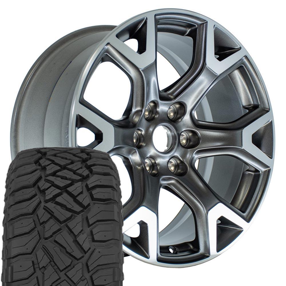 OEM Wheels JP31 20x9 6x139.7 Satin Gunmetal Machined Wheels 275-55-20 Sailun TerraMax RT Tires SET