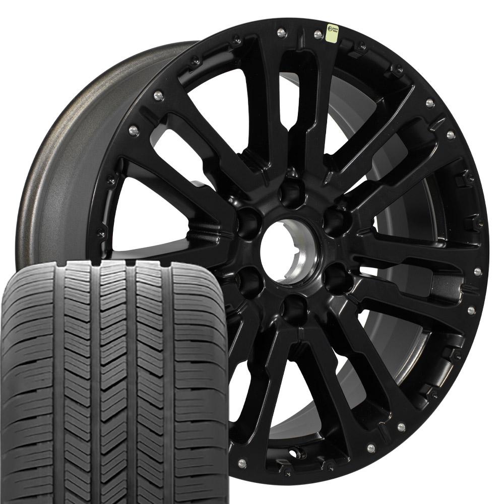 OEM Wheels NS33 20x8 6x139.7 Satin Black Wheels 275-55-20 Goodyear Eagle LS2 Tires SET