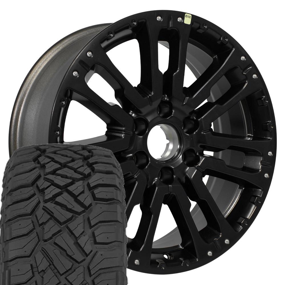 OEM Wheels NS33 20x8 6x139.7 Satin Black Wheels 275-55-20 Sailun TerraMax RT Tires SET