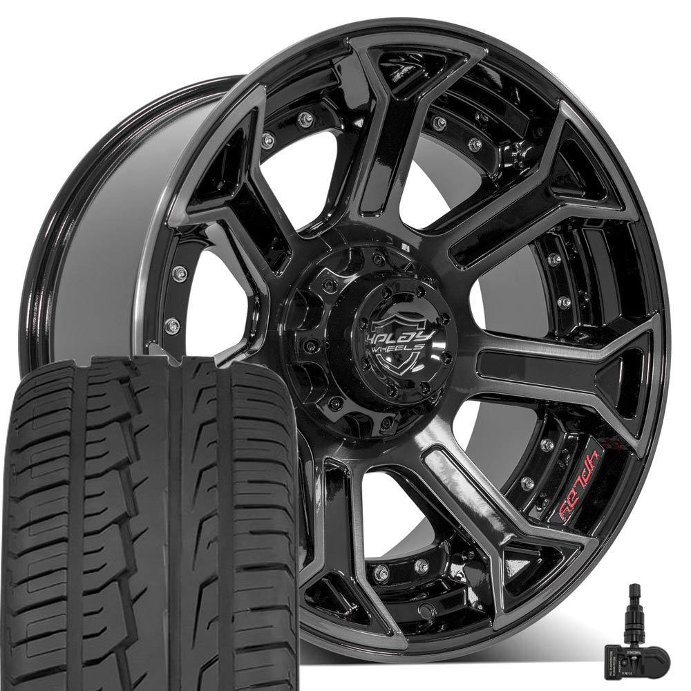 4PLAY 4P70 20x10 5x127 + 5x139.7 Gloss Black Brushed with Tinted Clear Wheels 275-55-20 Ironman iMove GEN 2 Tires TPMS SET