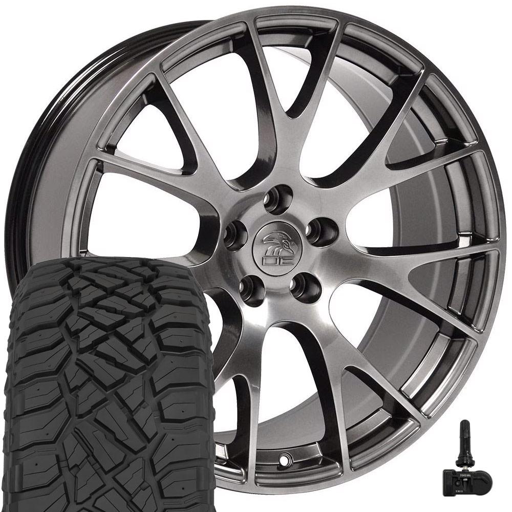 OE Wheels DG69 22x10 5x139.7 Gloss Hyper Black Wheels 285-45-22 Sailun TerraMax RT Tires TPMS SET