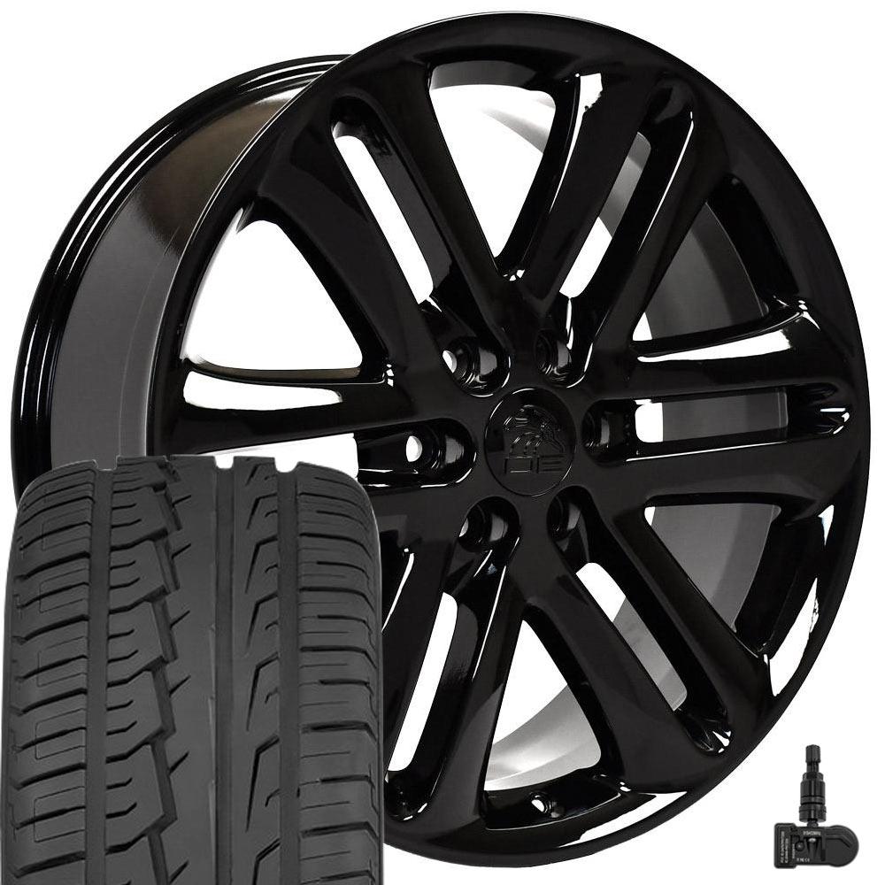 OE Wheels FR76 22x9 6x135 Gloss Black Wheels 285-45-22 Ironman iMove GEN 2 SUV Tires TPMS SET