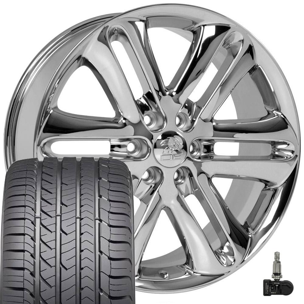 OE Wheels FR76 22x9 6x135 Chrome Wheels 285-45-22 Goodyear Eagle Sport Tires TPMS SET