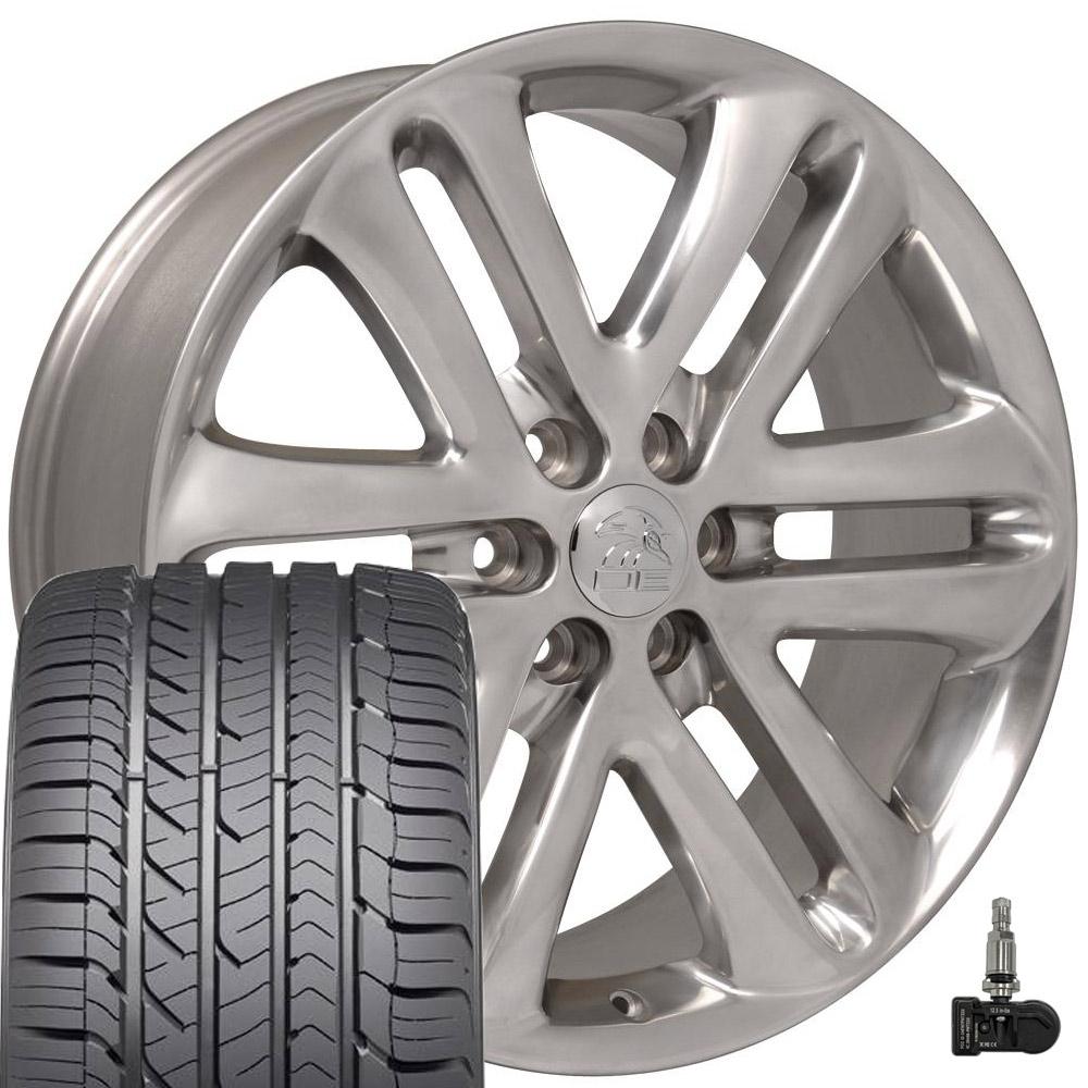 OE Wheels FR76 22x9 6x135 Polished Wheels 285-45-22 Goodyear Eagle Sport Tires TPMS SET