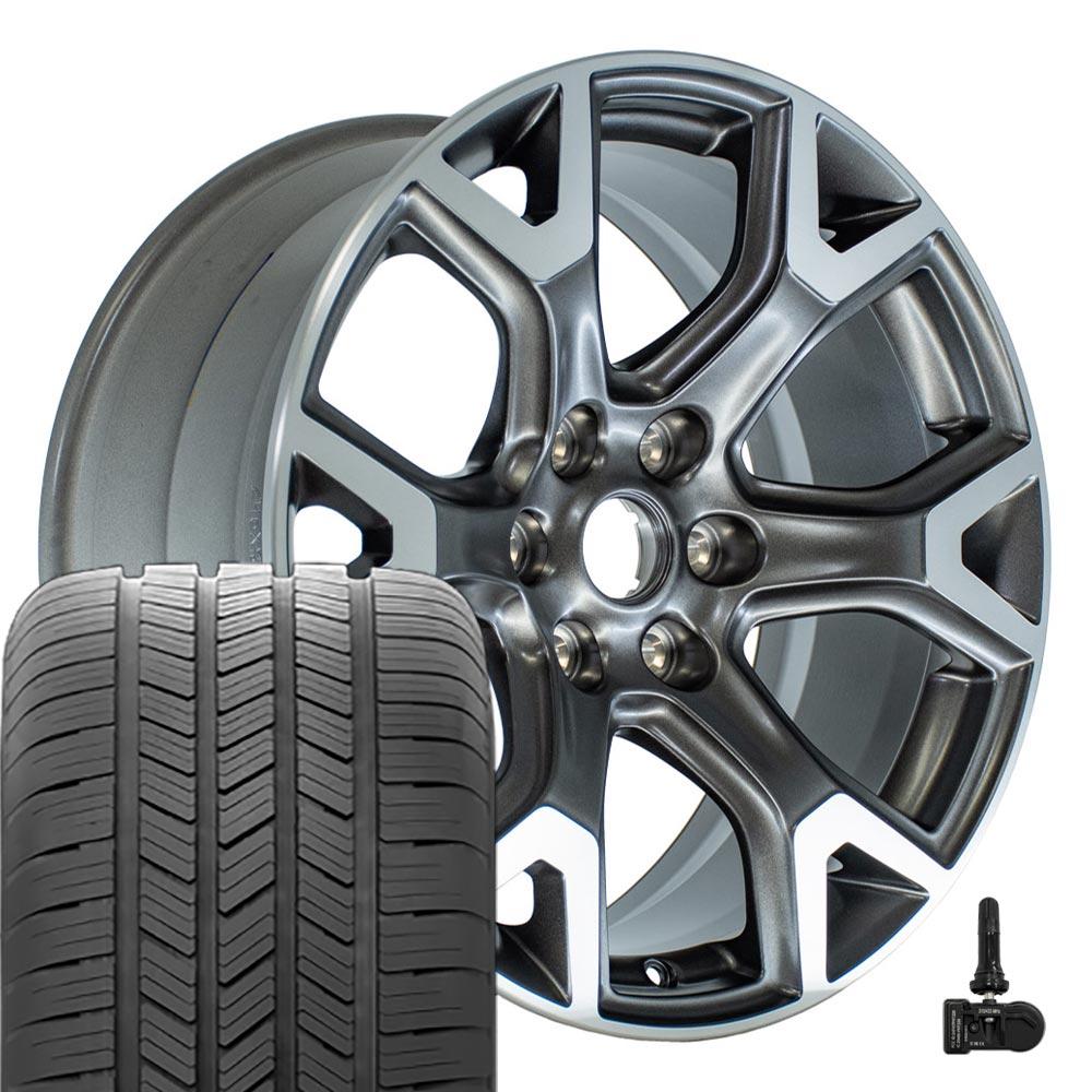 OEM Wheels JP31 20x9 6x139.7 Satin Gunmetal Machined Wheels 275-55-20 Goodyear Eagle LS2 Tires TPMS SET