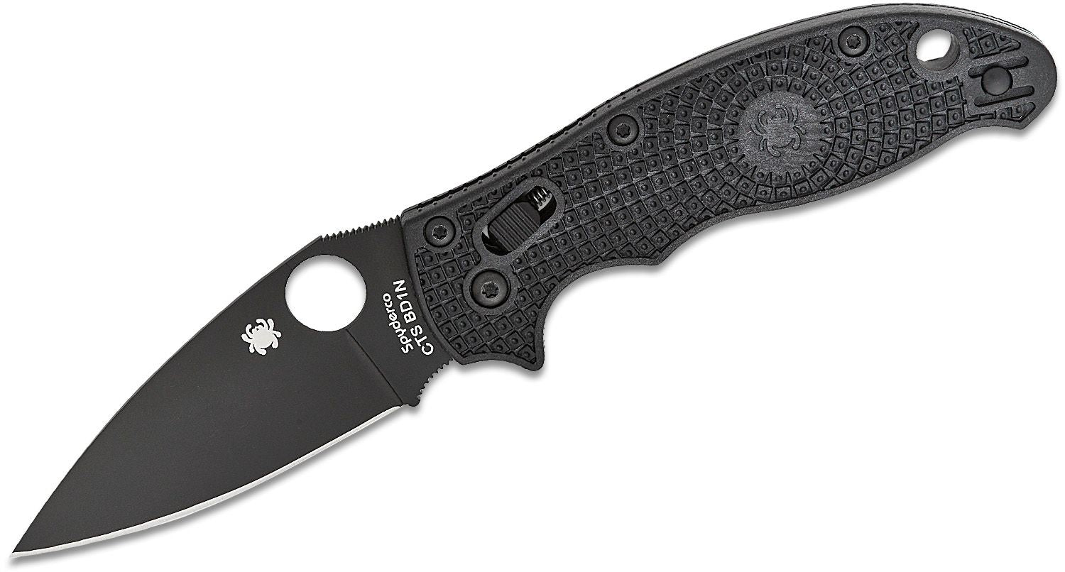 Spyderco Manix 2 Folding Knife 3-3/8" BD-1 Black Plain Blade
