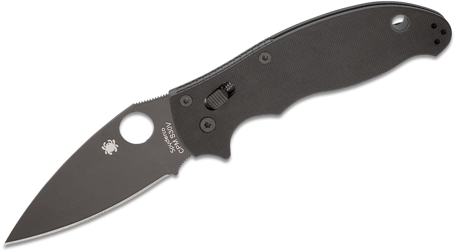 Spyderco Manix 2 Folding Knife 3-3/8" Black Plain S30V Blade