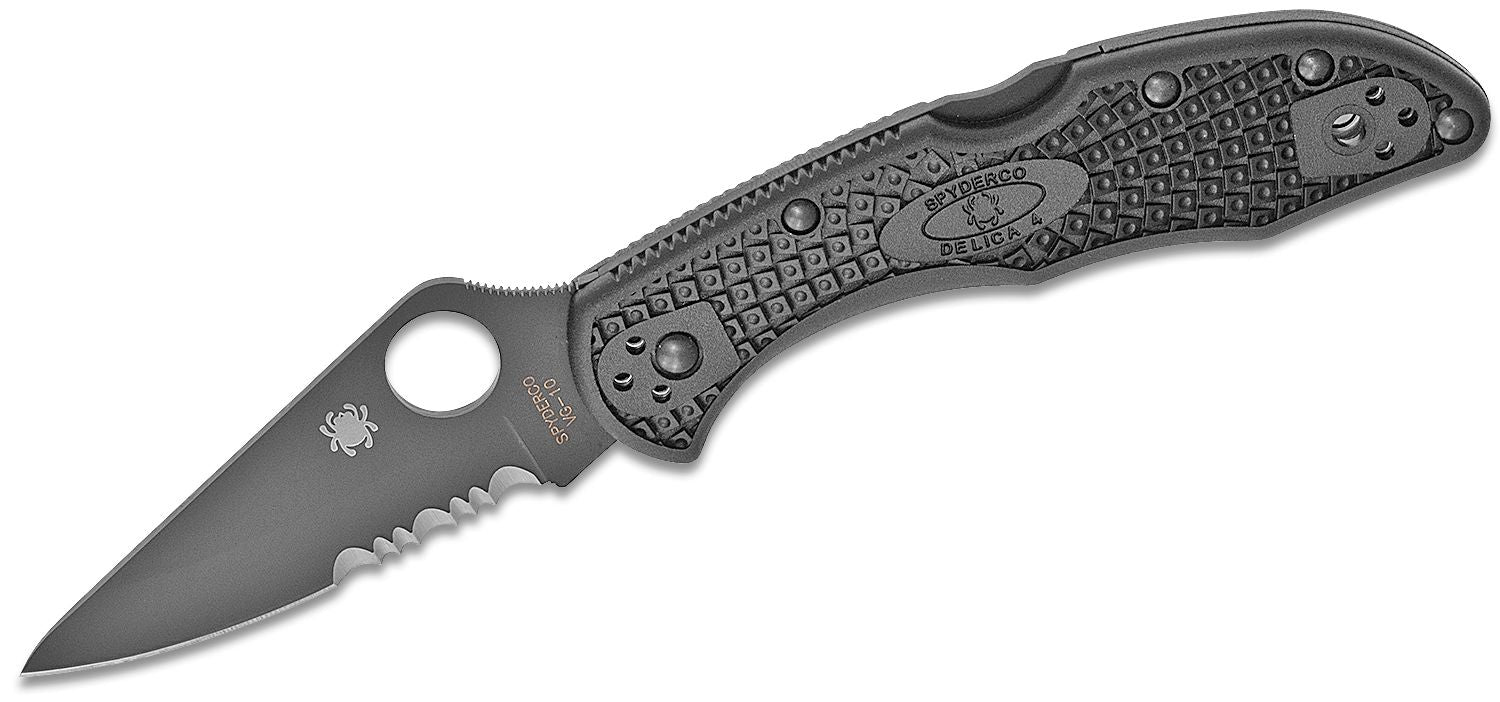 Spyderco Delica 4 Folding Knife 2-7/8" VG10 Black Combo Blade