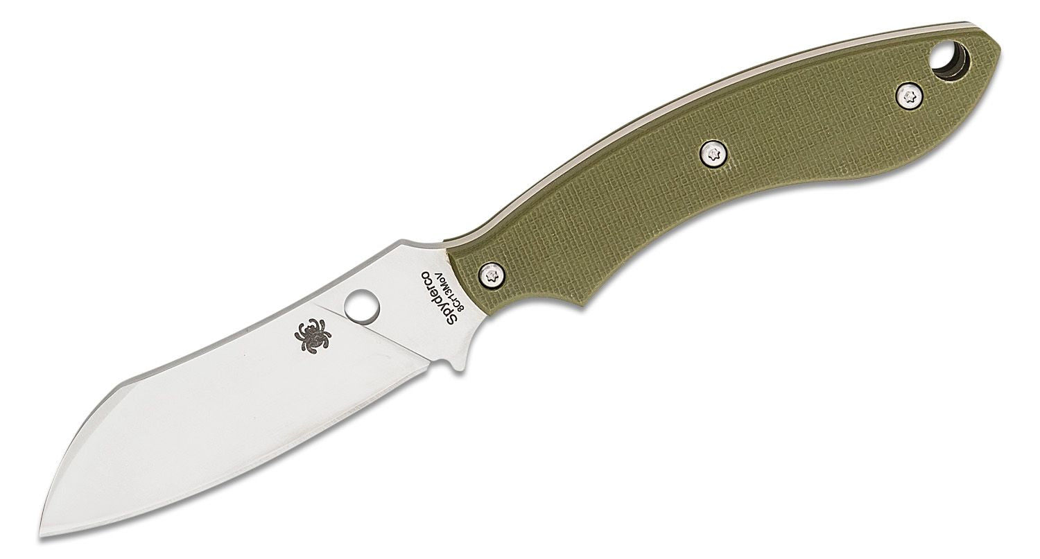Spyderco Sjoerd Stok Drop Point Fixed Blade Knife 2.95" Satin Plain Blade