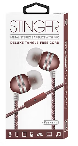 Sentry 4' Assorted Stinger Earbuds W/Mic