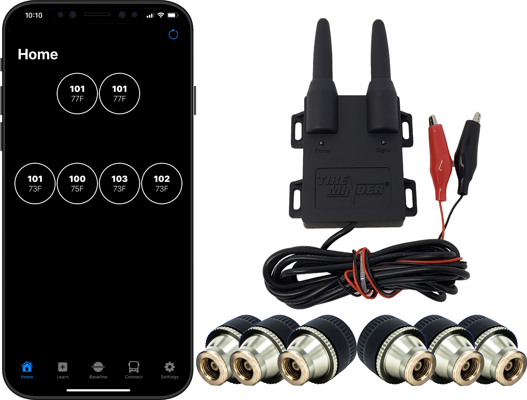 Valterra | TireMinder RV Smart TPMS | TM22132 | With 6 Transmitters | Rhino Booster