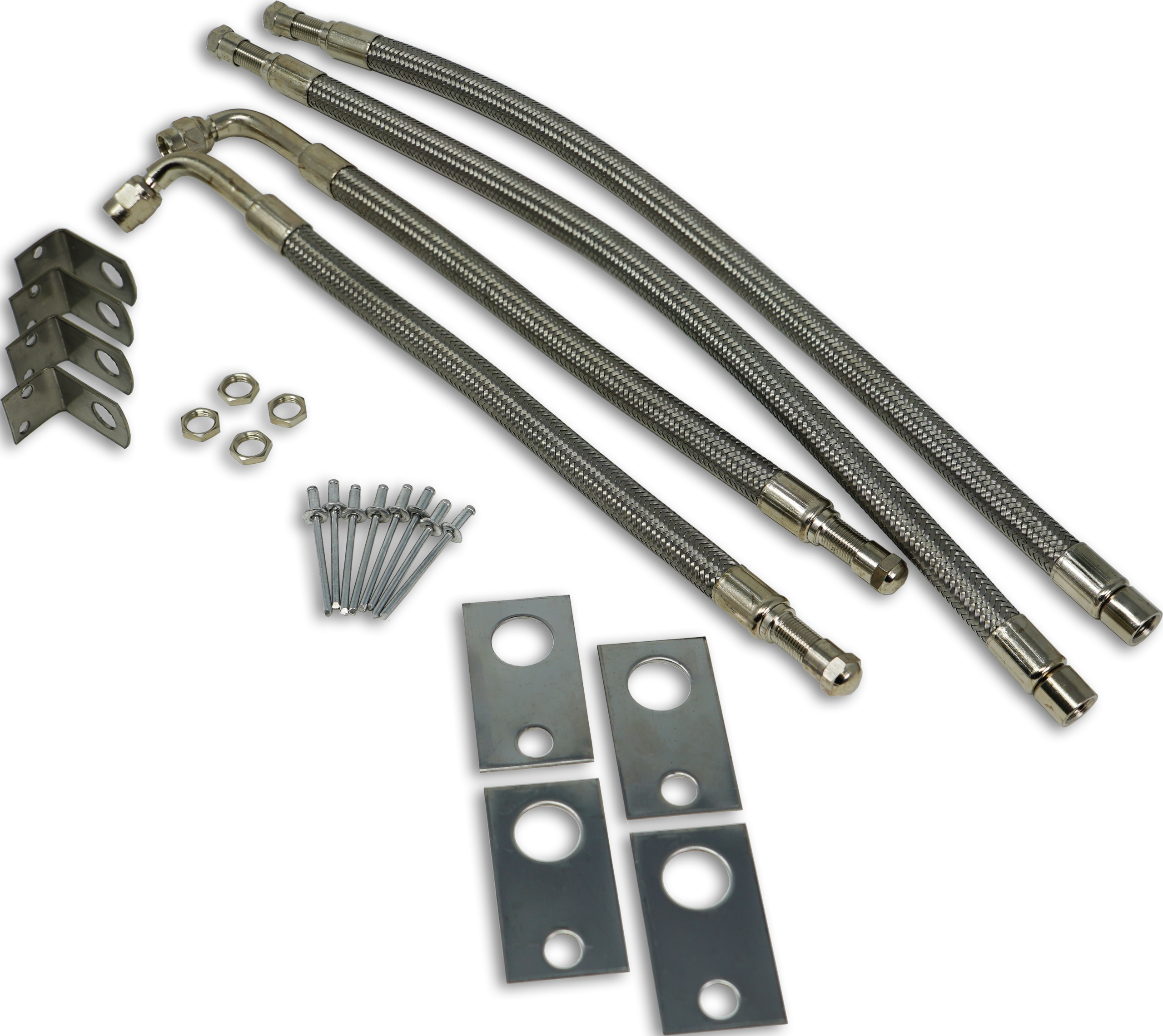 TireMinder | Braided Steel Valve Extender Kit | TM22310VP | for Dually Wheels | Hub Mounted | 16-19.5" | 4 Pack