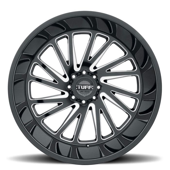 Tuff T2A 22x12 -45 8x170/8x6.7 GLOSS BLACK W/ MILLED SPOKES