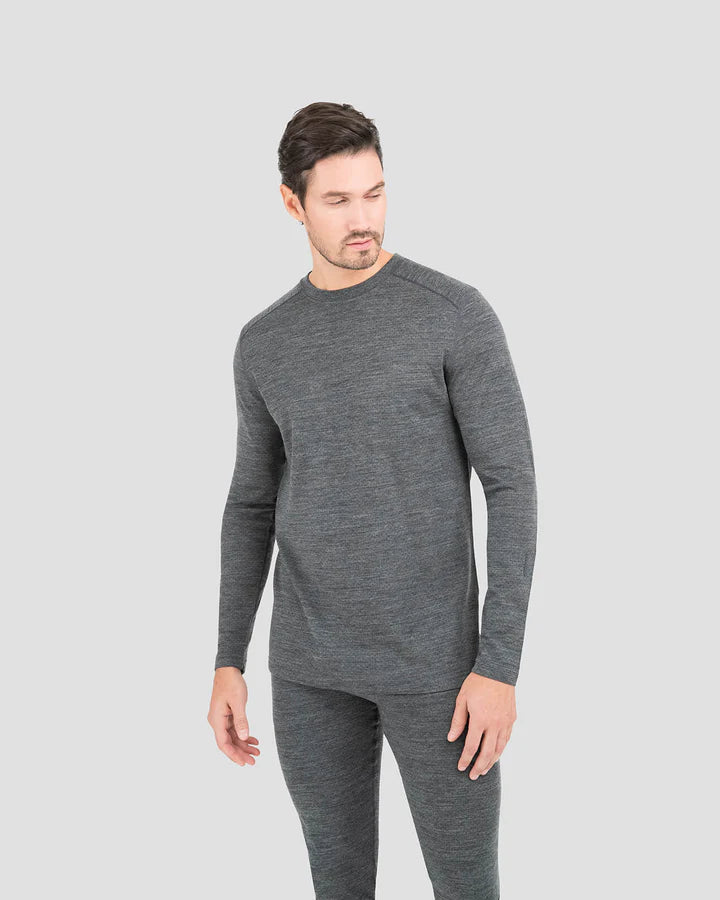 Men's Midweight Ultra Merino Wool Baselayer Crew Top 2XL Charcoal Heather