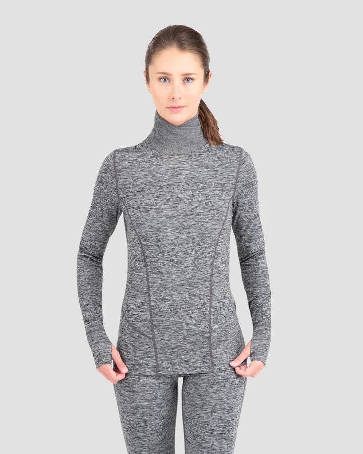 Women's Cloud Nine Midweight Performance Thermal Turtleneck Medium Dark Grey Melange