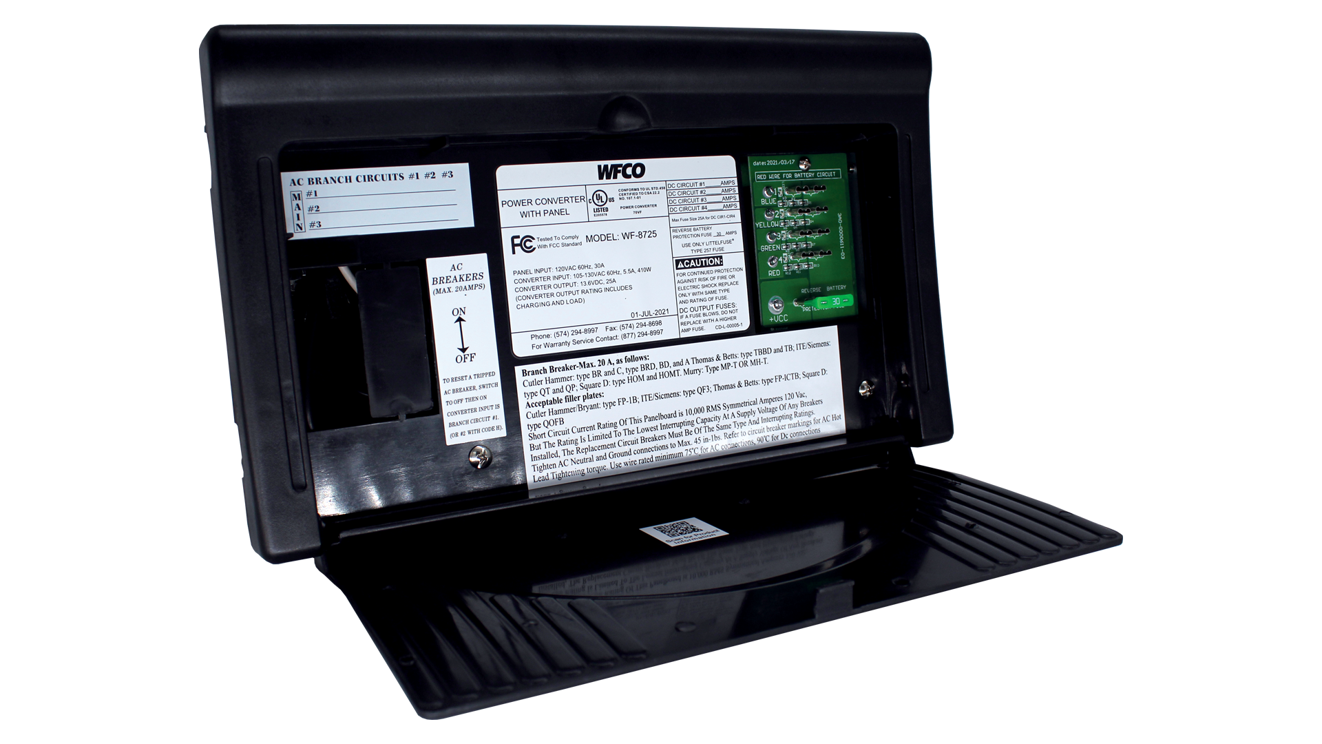 WFCO | Power Center RV Converter | Lithium Battery Auto-Detect | WF-8725-AD | 25 Amp