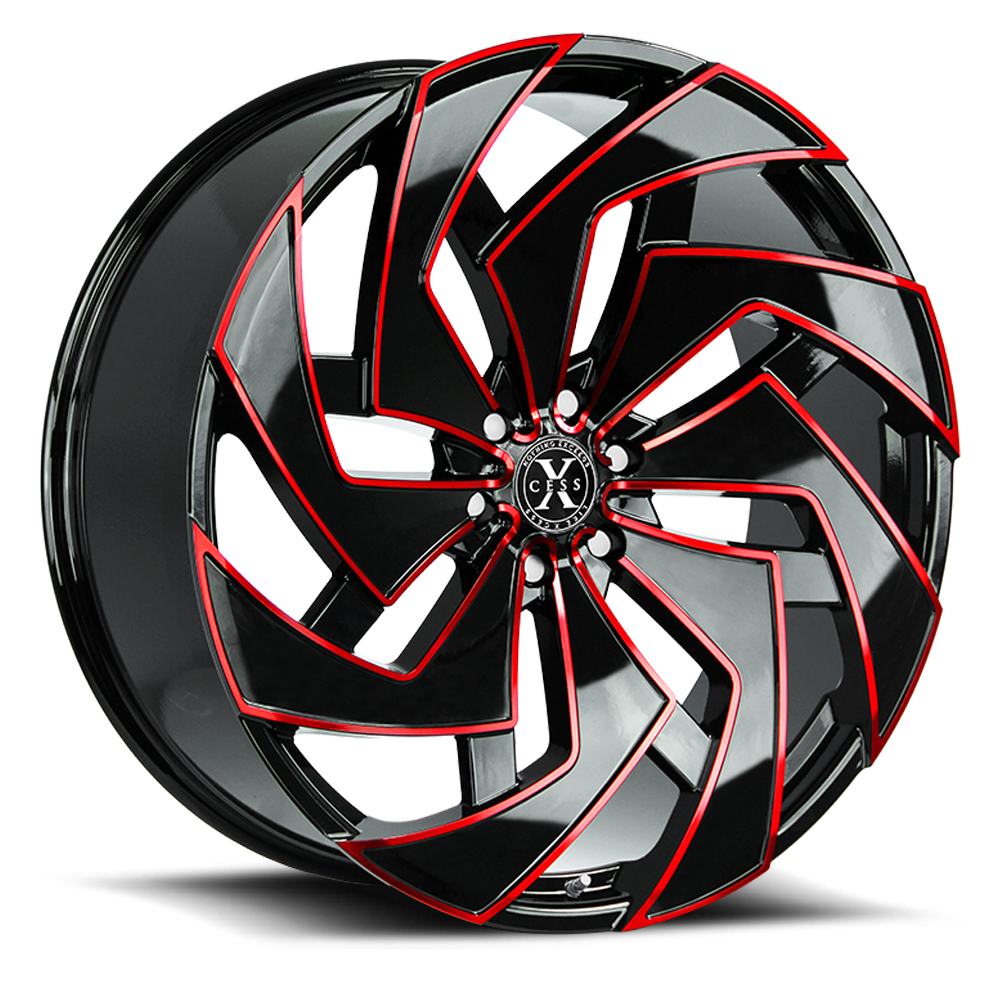 XCESS X04 X04 24X10 15MM 5X115 GLOSS BLACK CANDY RED MILLED | X04451515GBMLR