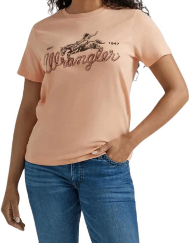 Wrangler Womens S Western Graphic Boyfriend Tee - Peach Whip