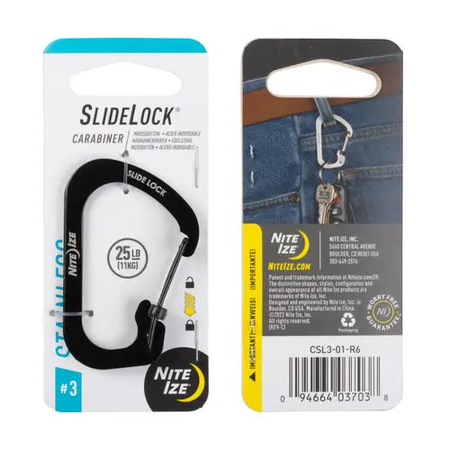 SlideLock® Carabiner Stainless Steel #3 (Black)