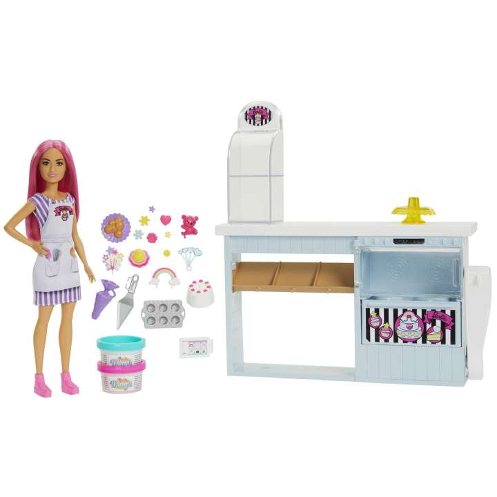 Barbie Doll Bakery Playset With Pink-Haired Petite Doll, Baking Station, 20+ Pieces