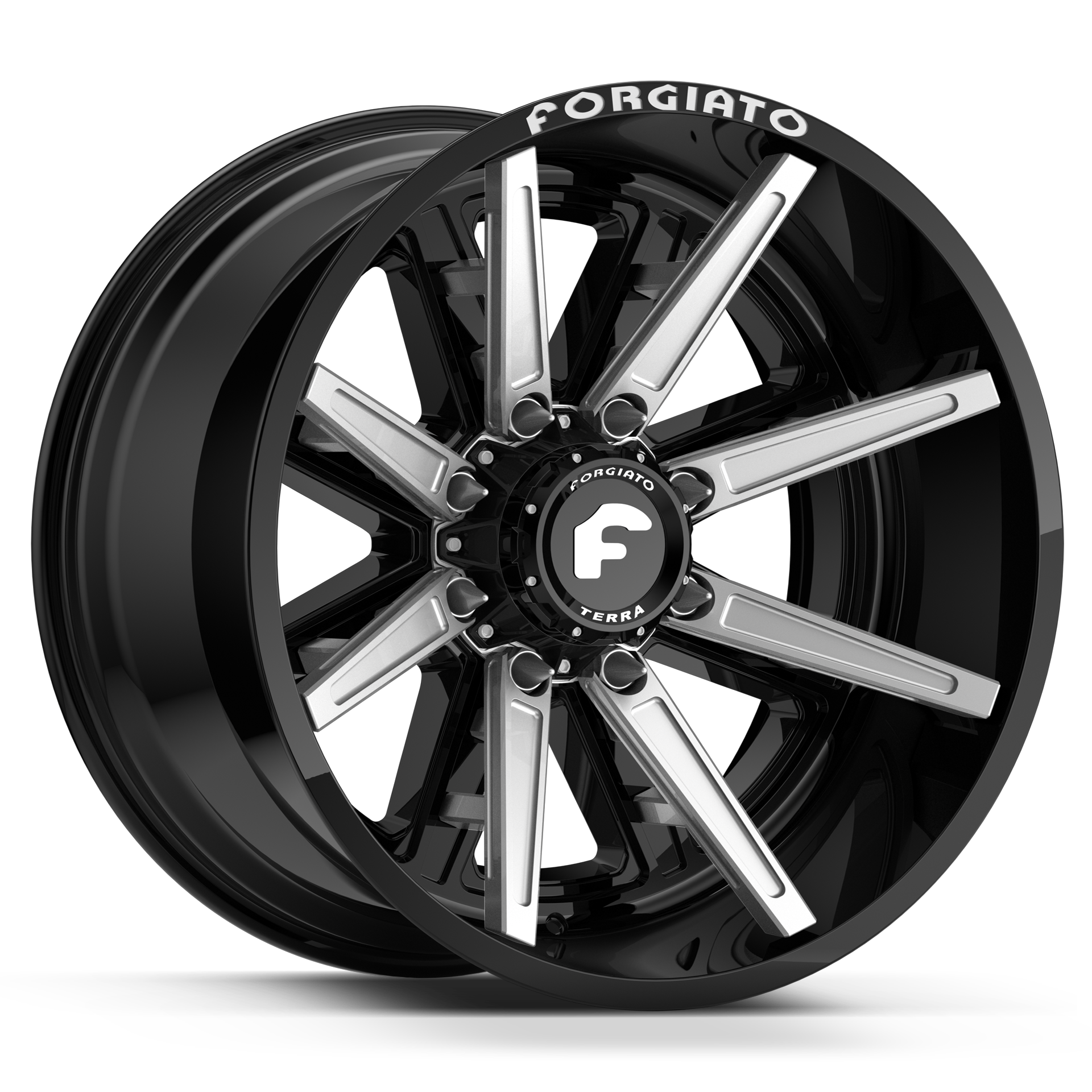 FORGIATO FLOW TERRA 005 SET OF 4 WHEELS 24x14 -76 6X139.7/6X5.5 GLOSS BLACK MILLED - Wheels | Rims