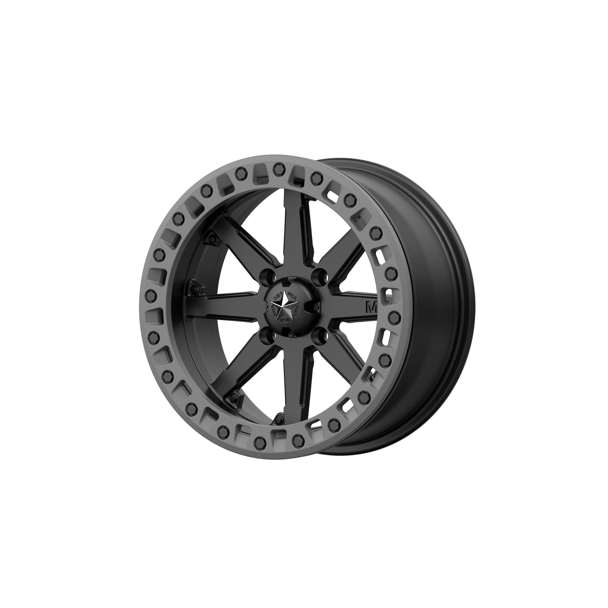 MSA Offroad Wheels M31 LOK2 15x7 0 4x110/4x110 Satin Black Matte Gray Ring
